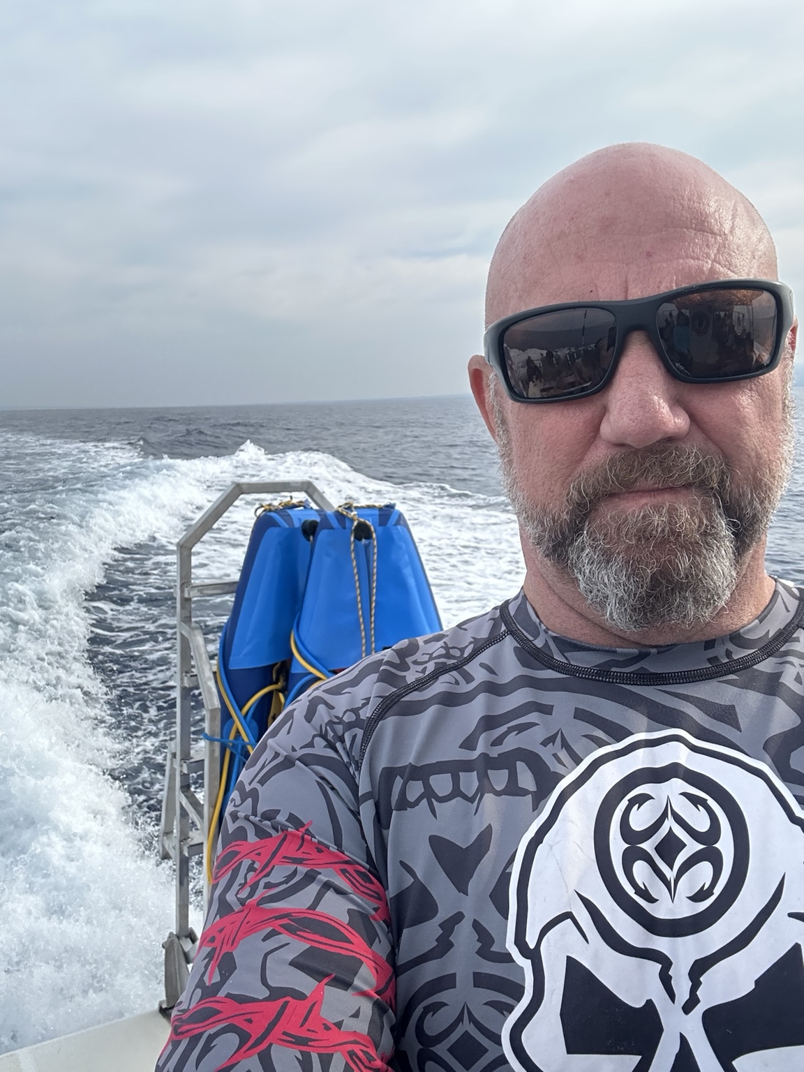 Jake Farmer aboard a working dive boat off Maui